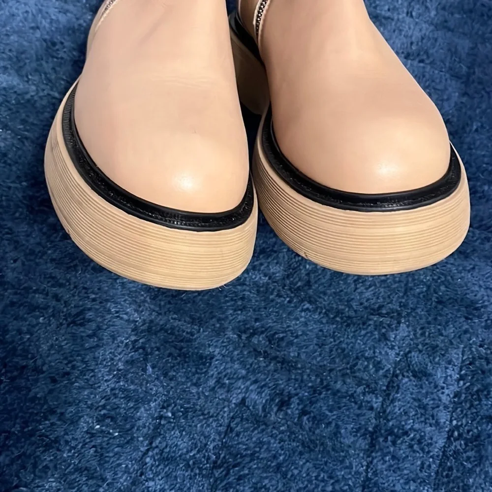 New Free People Mara Zip Moto Boots in Latte Brown Leather Size 41 or 11
